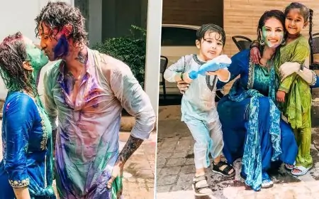 Sunny Leone and Hubby Daniel Weber Share a Colourful Kiss, As They Celebrate Holi With Their Kids (View Pics)