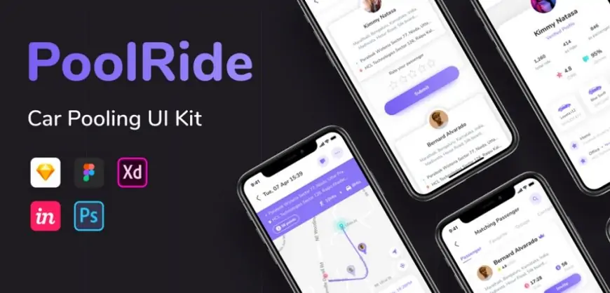 Car Pooling Premium UI Kit for XD