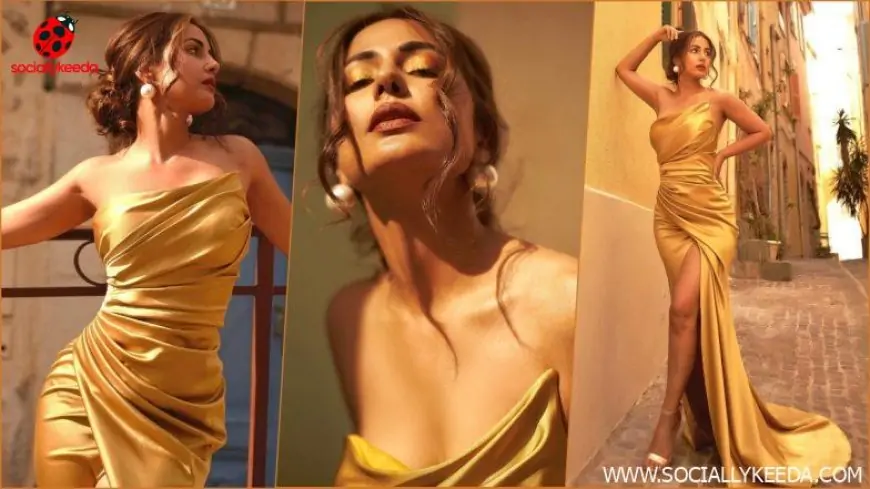 Hina Khan Is Undoubtedly Best-Dressed Celeb in This Satin Gold Gown, View Pics of Star From Cannes 2023