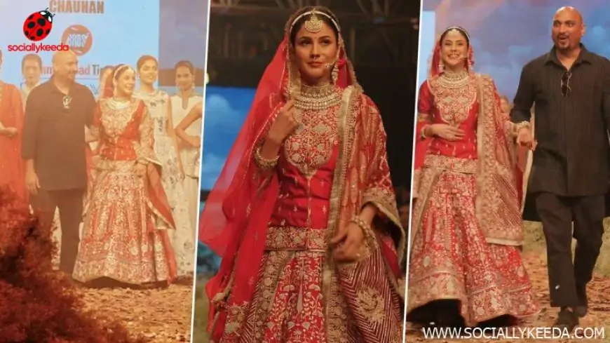 Shehnaaz Gill Dances to Sidhu Moose Wala’s ‘Sohne Lagde’ Song as She Walks the Ramp in Red Bridal Wear (Watch Video)