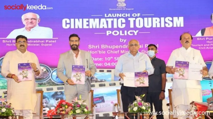 Gujarat CM Bhupendra Patel Unveils 'Cinematic Tourism Policy'; Actor Ajay Devgn Signs MoU for Film Infrastructure