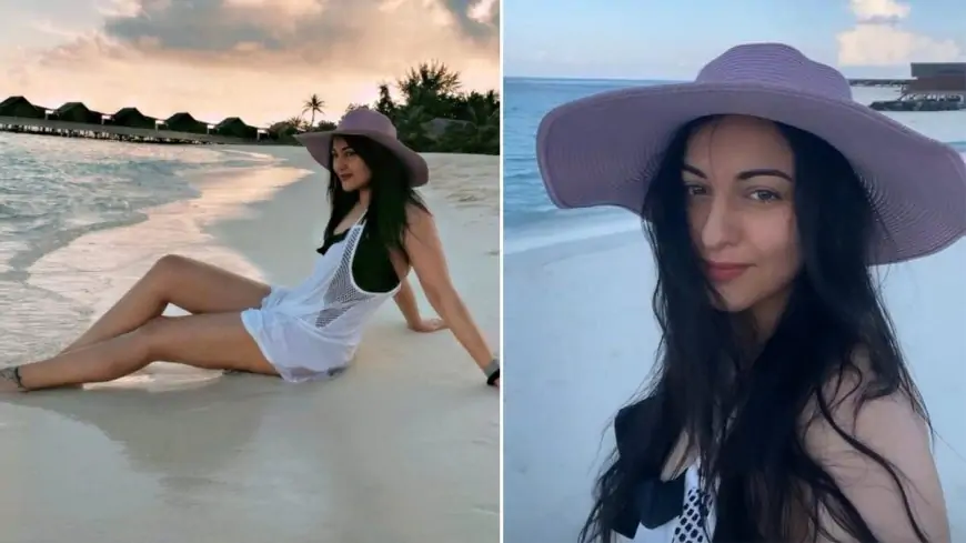 Sonakshi Sinha Uber Scorching Seashore Glam Is All About A Monochrome Chicness And A Lavender Straw Hat!