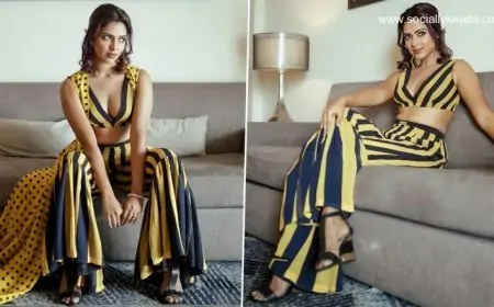 Amala Paul Looks Classy in a Yellow and Black Striped Co-ord Set for Ranjish Hi Sahi Promotions! (View Pics)