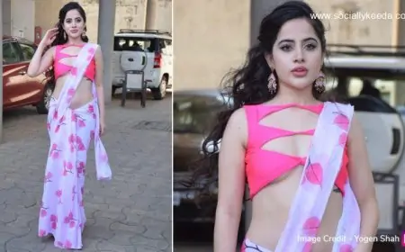 Urfi Javed Weaves Floral Magic in a Six-Yard Paired With a Dare-Bare Blouse! (View Pics)