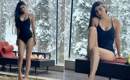Mouni Roy Looks Hot in a Black Monokini as She Poses With the Beautiful Scenic Backdrop of Snow! (View Pics)