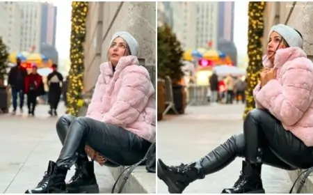 Hina Khan is the epitome of winter fashion in leather pants, fleece jacket, boots
