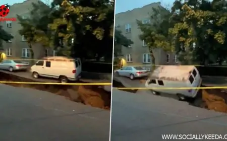 Giant Sinkhole Opens Up in New York City, Swallows Van; Watch Video Giant Sinkhole Opens Up in New York City, Swallows Van; Watch Video