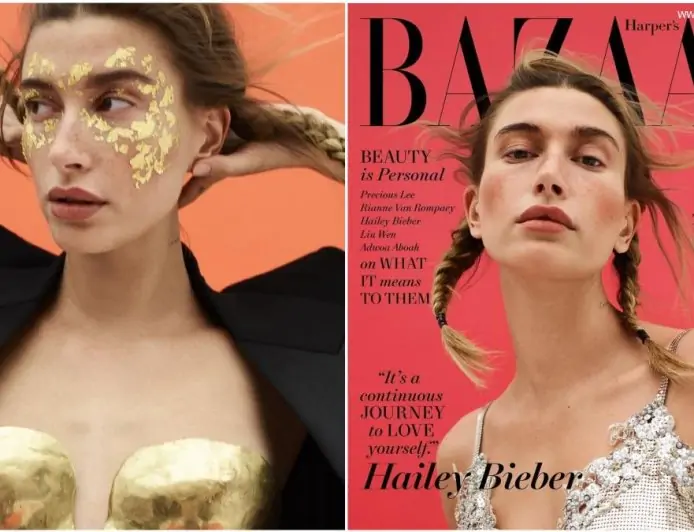 Hailey Bieber Oozes Sexiness in Gold Bra and Metal Mesh Top, View Pics of Hot Model As She Turns Cover Girl for Harper's BAZAAR!