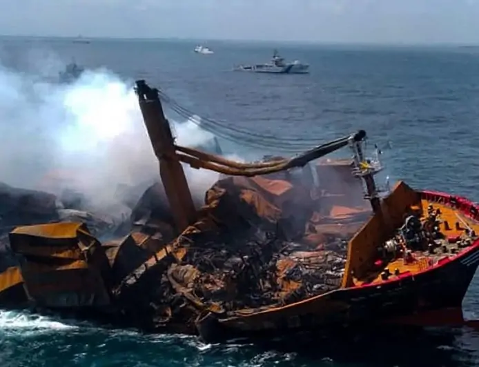 Photos: Fire-stricken container vessel MV X-Press Pearl sinking off Sri Lanka