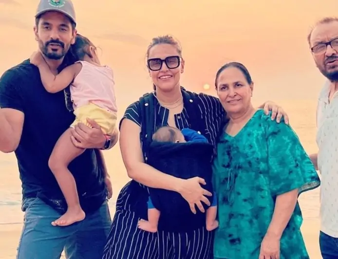 Neha Dhupia, Angad Bedi welcome New Year in Goa with kids