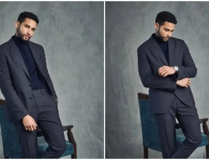Gehraiyaan Promotions: Siddhant Chaturvedi looks dapper in a black pantsuit
