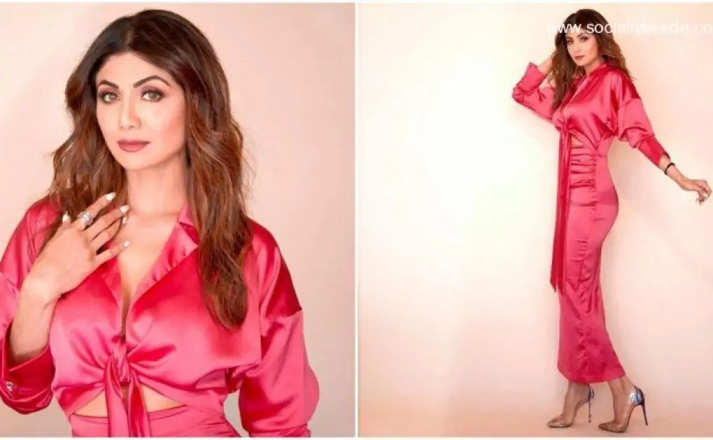Shilpa Shetty Kundra Flaunts Her Toned Body in a Pink Satin Bodycon Dress (View Pics)