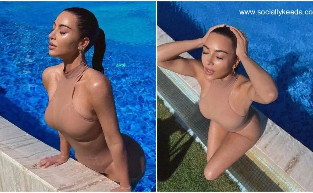 Kim Kardashian Soaks Some Sun and Turns Up the Heat in Her Nude Coloured Swimwear (View Pics)