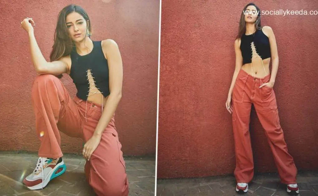 Gehraiyaan Promotions: Ananya Panday Opts For A Casual Look With A Front Rib-Knit Tank Top And High Waist Wide Leg Jeans (View Pics)