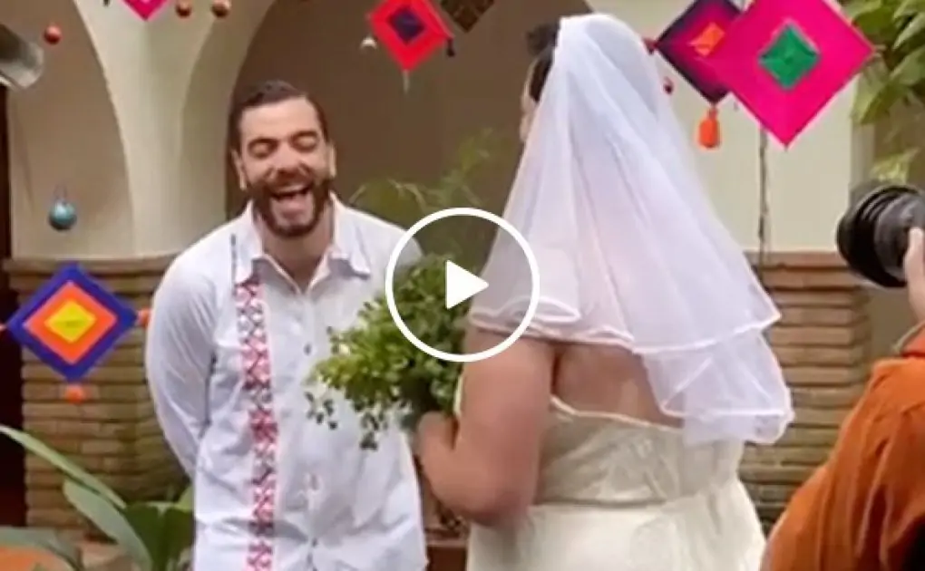 Groom’s first look gets a bit hairy (Video)