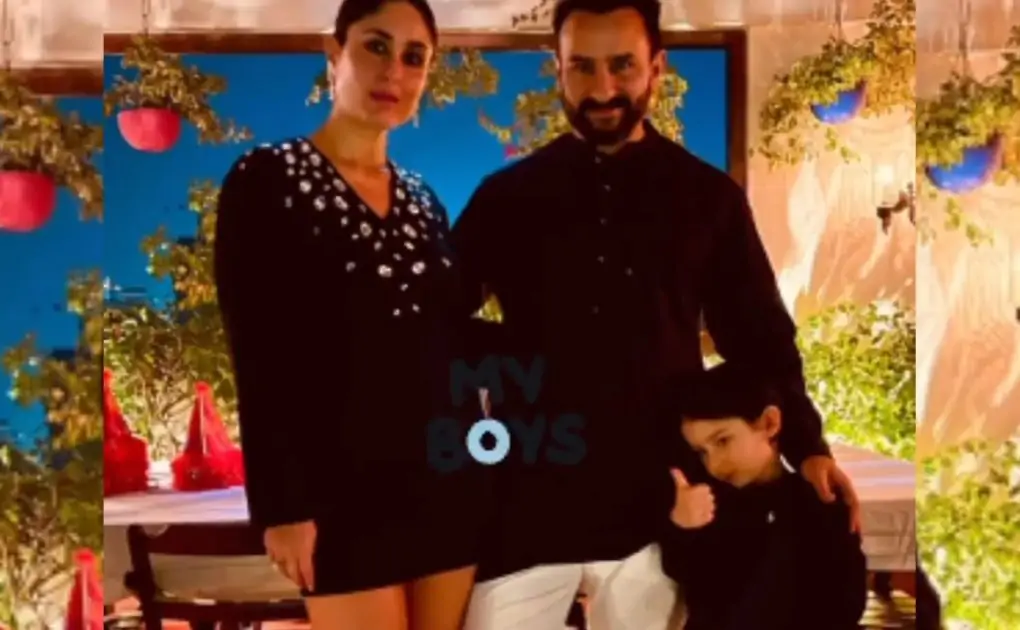 Kareena Kapoor Strikes Sexy Pose With Saif Ali Khan; Son Taimur Steals Her Thunder With His Thumbs-up