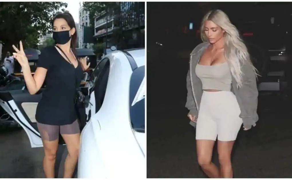 Nora Fatehi pulls a Kim Kardashian, steps out in basic top, cycling shorts and heels