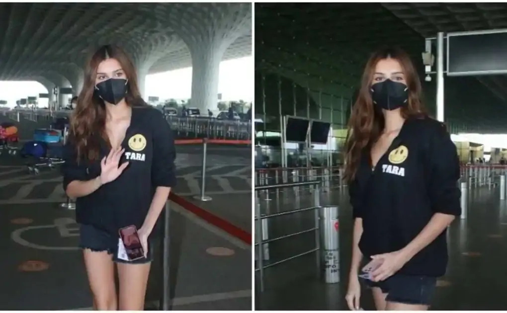Tara Sutaria is all about comfort in black jacket and mini shorts at airport