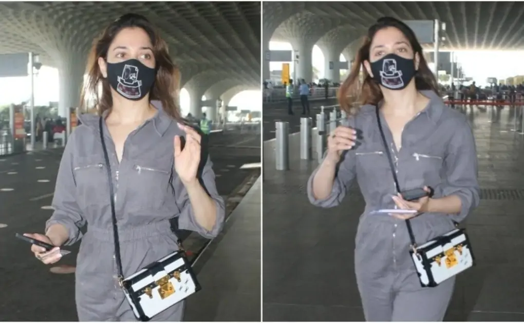 Tamannaah Bhatia shows comfy can also be chic in grey jumpsuit at airport, pics