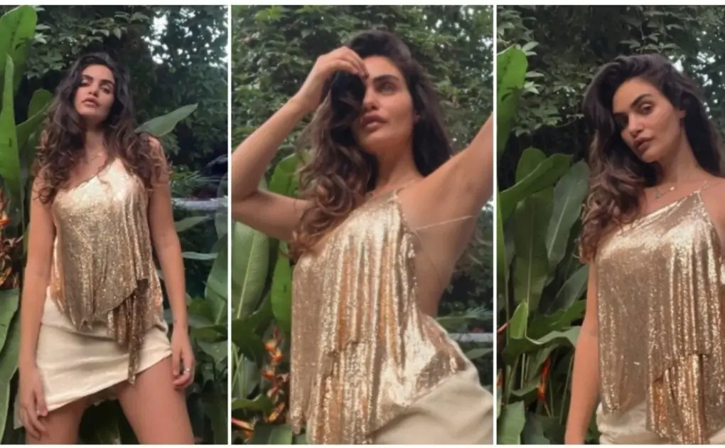Gabriella Demetriades makes head turn in strappy backless top and short skirt