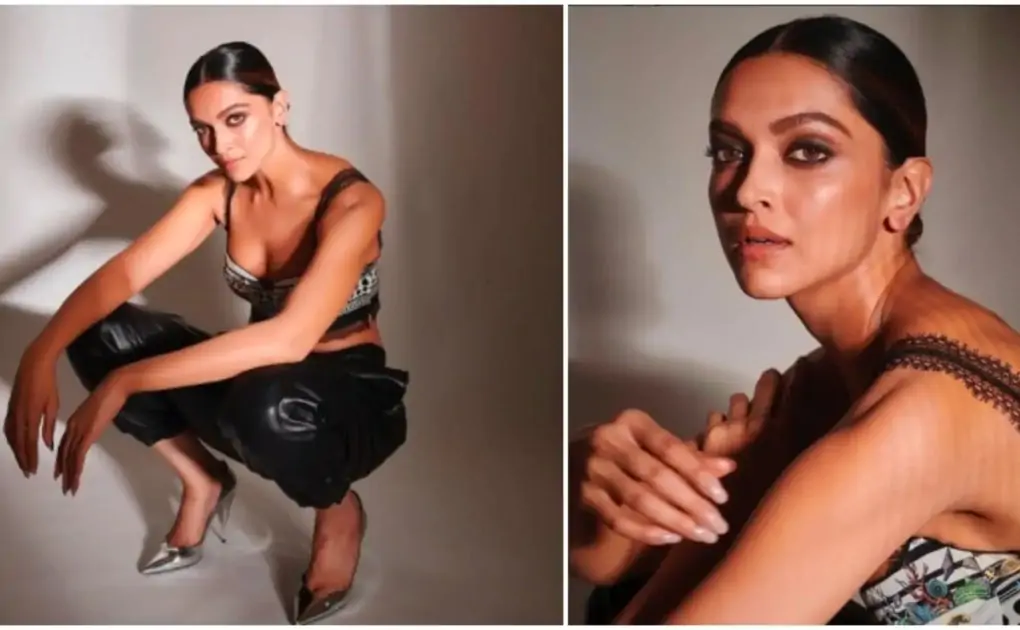 Deepika Padukone passes the boss lady vibes in embroidered bralette and cropped leather pants