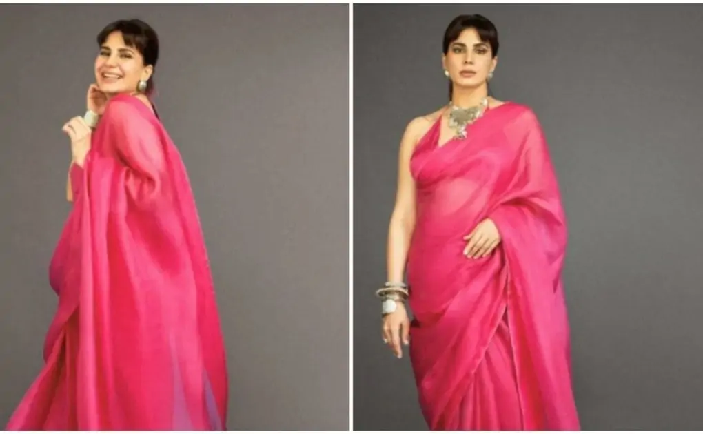 Kirti Kulhari, in a pink organza saree, is all about grace, elegance and poise