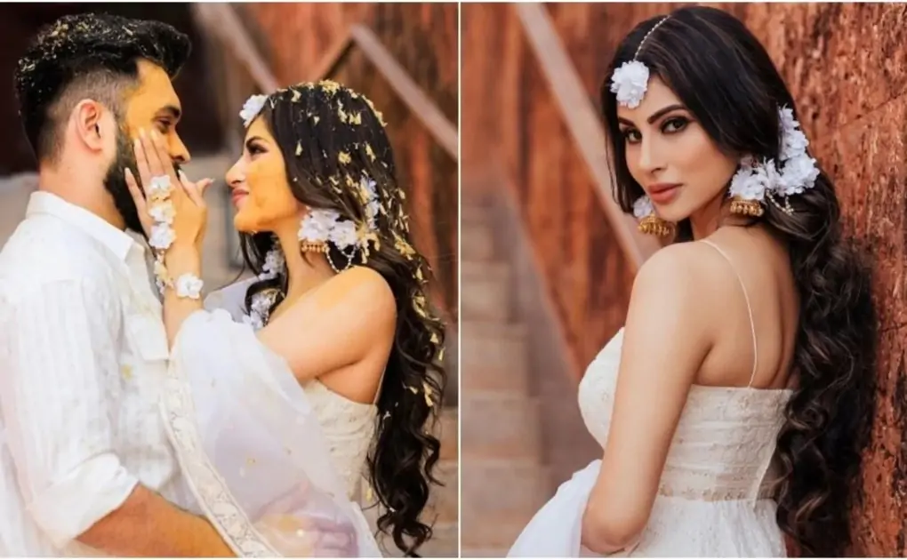Inside Mouni Roy's Haldi album featuring pretty white ensembles and PDA with Suraj Nambiar: See here
