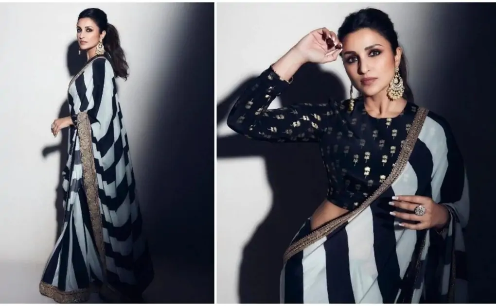 Parineeti Chopra leaves fans enchanted in black and ivory stripes Masaba Gupta saree