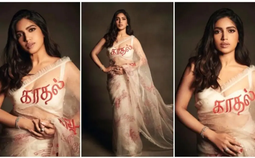 Bhumi Pednekar lets her saree do the talking and spread 'love' as she promotes Badhaai Do