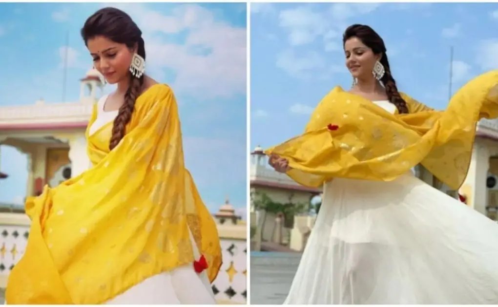 Rubina Dilaik is the dancing diva in a white anarkali gown