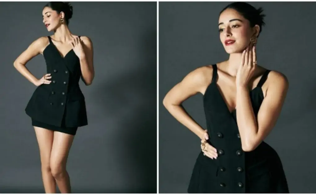 Ananya Panday, in a black co-ord formal set, means business