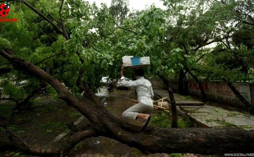 Thunder, hail and rain bring relief from heat but damage roads, property | In pics