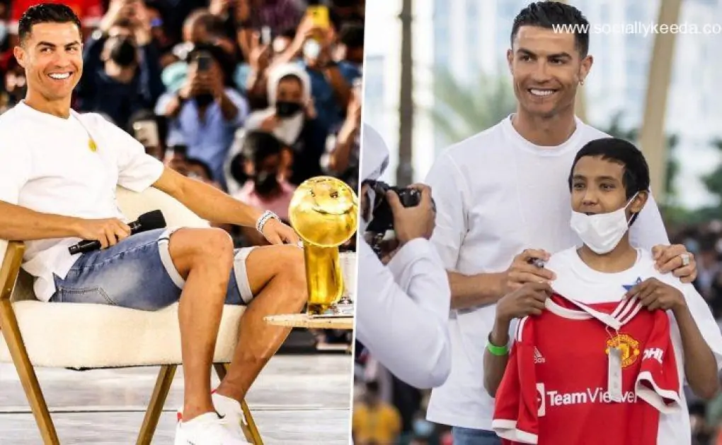 Cristiano Ronaldo Collects Globe Soccer’s Top Scorer of All Time Award at Expo 2020 Dubai, Interacts With Fans (View Pics and Video)