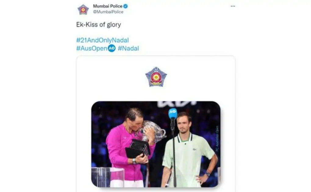 ‘Ek-Kiss of Glory’ Rafael Nadal’s 21st Grand Slam Win at Australian Open 2023 Inspires Mumbai Police’s Latest Poetic Tweet!