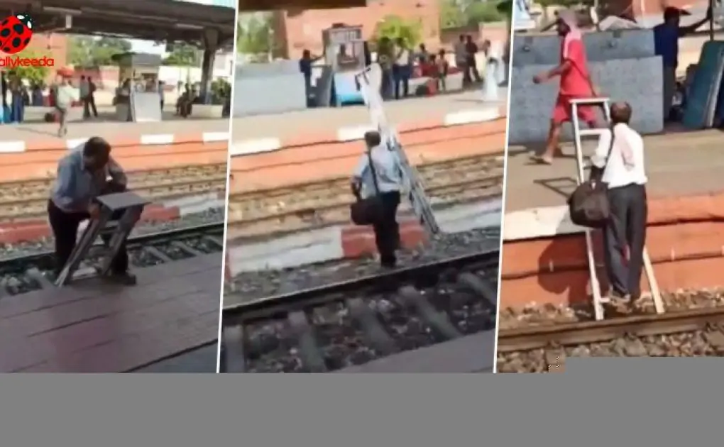 Man Uses Ladder To Cross Railway Tracks For Changing Platform; Video Goes Viral 
