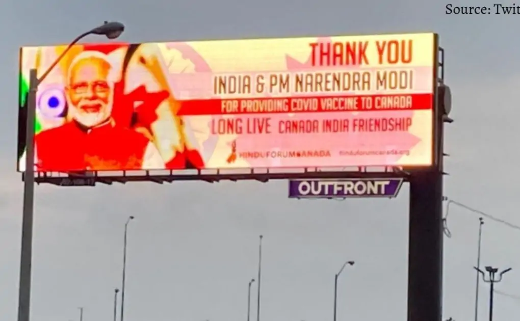 India Provided Corona vaccine to Canada, Country thanked India and PM by Installing Billboards on Toronto's Road