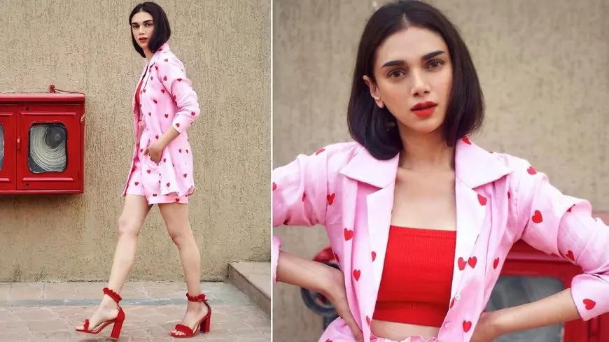 Aditi Rao Hydari Picks a Cute Red and Pink Co-Ord Set and We're all 'Hearts' For It (View Pic)