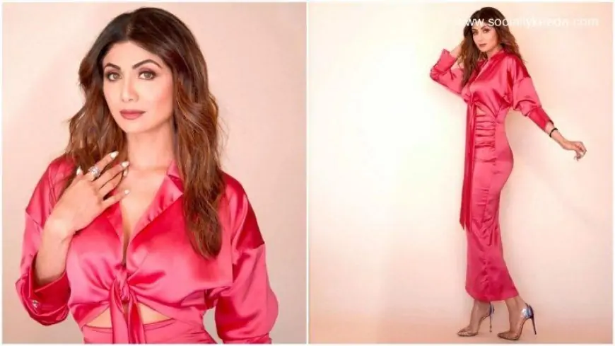 Shilpa Shetty Kundra Flaunts Her Toned Body in a Pink Satin Bodycon Dress (View Pics)