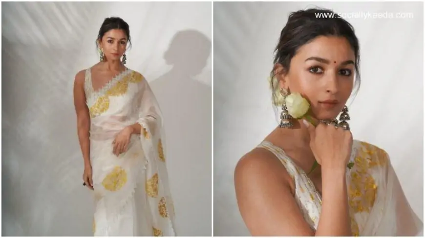 Alia Bhatt's Pristine White Saree is Perfect For Basant Panchami Celebrations (View Pics)