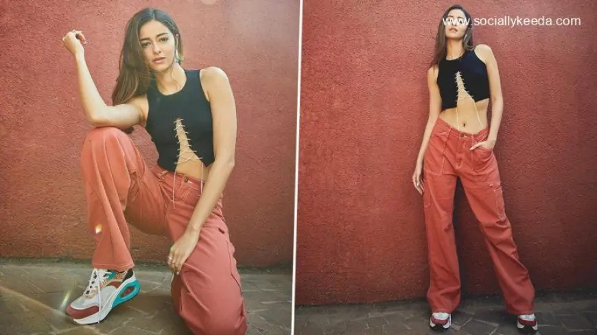 Gehraiyaan Promotions: Ananya Panday Opts For A Casual Look With A Front Rib-Knit Tank Top And High Waist Wide Leg Jeans (View Pics)