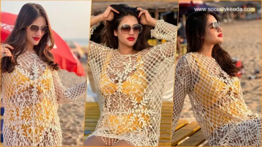 Nusrat Jahan Flaunts Beach Body in Yellow Bikini With Crochet Coverup, View Gorgeous Pics on Instagram