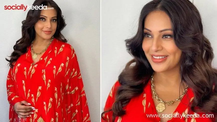 Mom-To-Be Bipasha Basu Is All Smiles as She Looks Radiant in Stunning Red Kaftaan (View Pics)