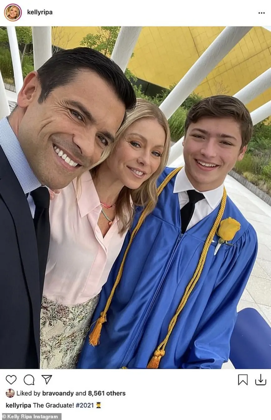 Kelly Ripa and Mark Consuelos celebrate their youngest son Joaquin's graduation from high school