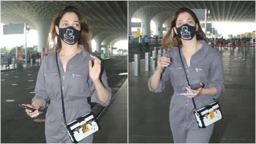 Tamannaah Bhatia shows comfy can also be chic in grey jumpsuit at airport, pics