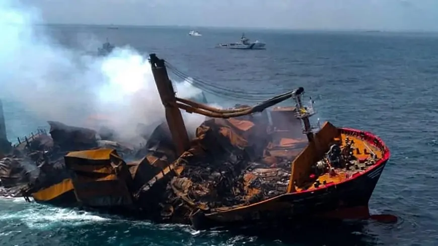 Photos: Fire-stricken container vessel MV X-Press Pearl sinking off Sri Lanka
