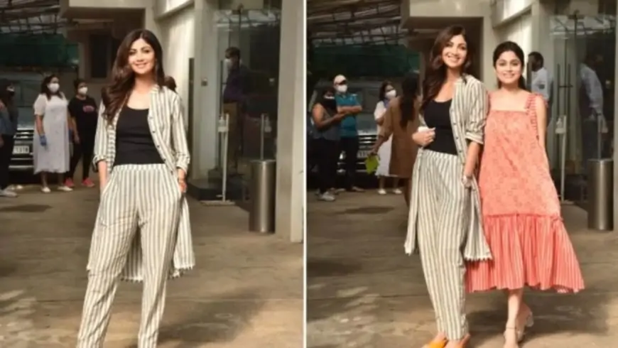 Shilpa Shetty is all smiles as she poses for pictures with sister Shamita Shetty