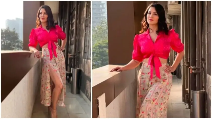 Sunny Leone brings back retro fashion in polka-dotted knot top and skirt