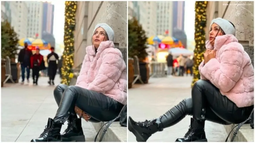 Hina Khan is the epitome of winter fashion in leather pants, fleece jacket, boots