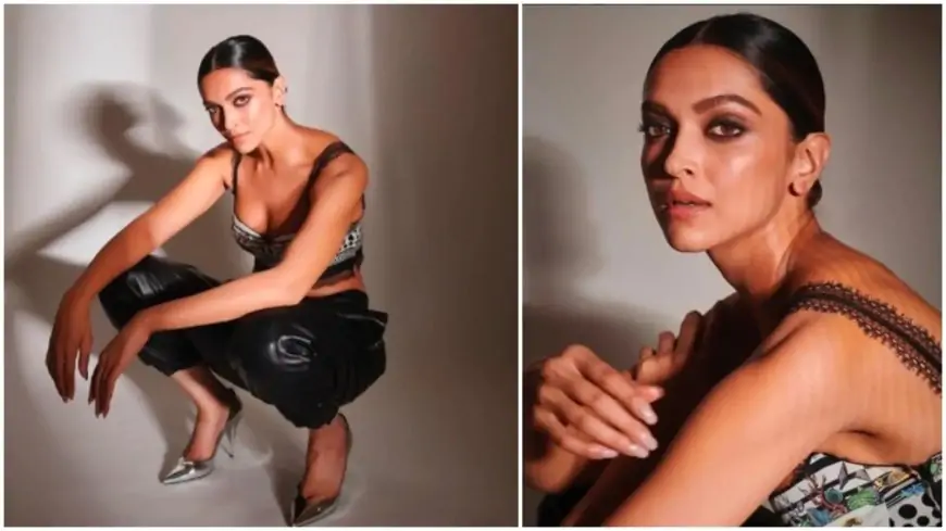 Deepika Padukone passes the boss lady vibes in embroidered bralette and cropped leather pants