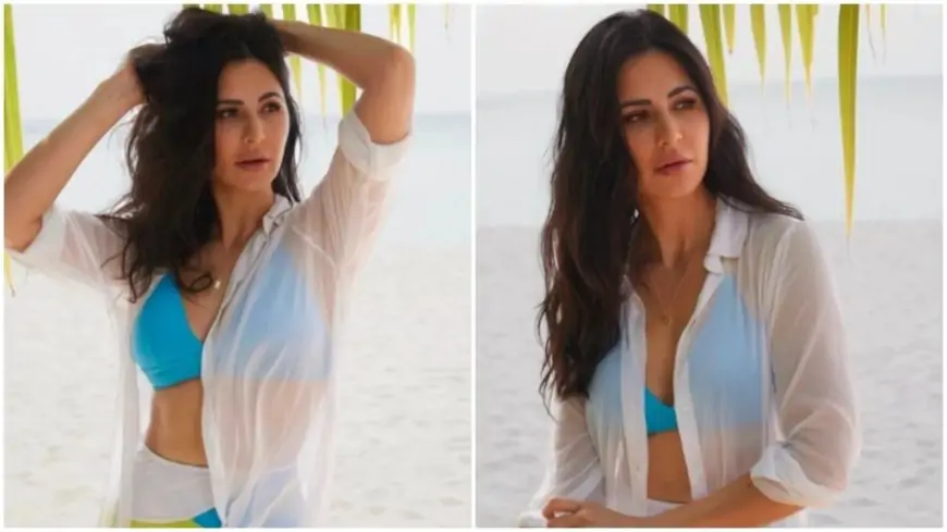 Katrina Kaif beats the heat in the Maldives in blue and white swimsuit